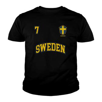 Sweden Team No 7 Sports Swedish Flag Soccer Youth T-shirt | Mazezy