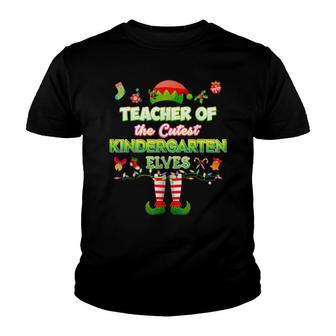 Teacher Of The Cutest Kindergarten Elves Merry Christmas Youth T-shirt | Mazezy