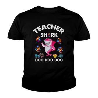 Teacher Shark Autism Awareness Funny Teacher Gift Youth T-shirt | Mazezy