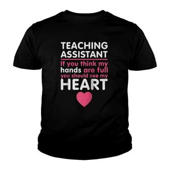 Teacher's Assistant Heart Teaching Assistant Raglan Baseball Tee Youth T-shirt | Mazezy