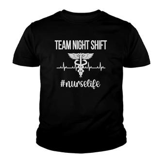 Team Night Shift Caduceus Nursing Night Shift Nurse Week Youth T-shirt | Mazezy