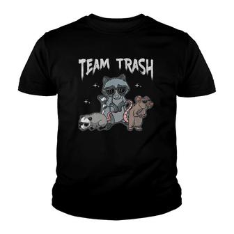 Team Trash Animal Gang Opossum Raccoon Rat Garbage Youth T-shirt | Mazezy