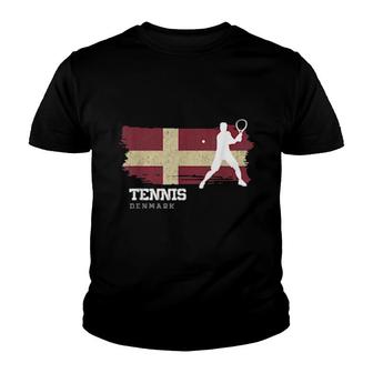 Tennis Denmark Flag Team Tennis Player Tennis Youth T-shirt | Mazezy