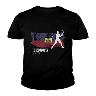 Tennis Haiti Flag Team Tennis Player Tennis Youth T-shirt | Mazezy