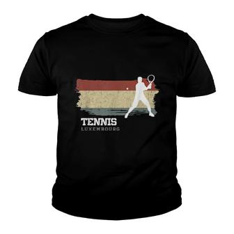 Tennis Luxembourg Flag Team Tennis Player Tennis Youth T-shirt | Mazezy