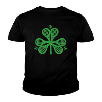 Tennis Shamrock Clover St Patrick's Day Player Coach Gift Youth T-shirt | Mazezy