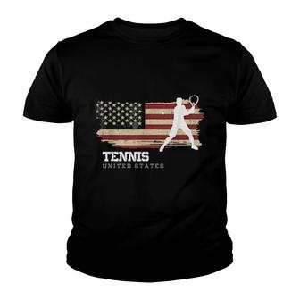 Tennis United States Flag Team Tennis Player Tennis Youth T-shirt | Mazezy