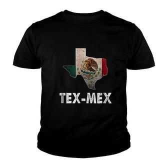 Tex Mex Texas State With Mexican Flag Youth T-shirt | Mazezy
