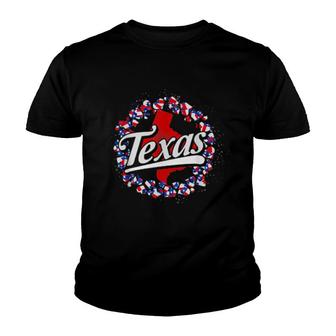 Texan Pride Texas Flag Hearts Us State Patriotic Texas Youth T-shirt | Mazezy