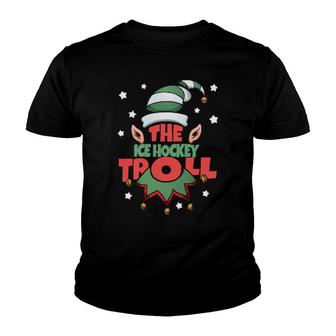 The Ice Hockey Troll Christmas Pajama Ice Hockey Youth T-shirt | Mazezy