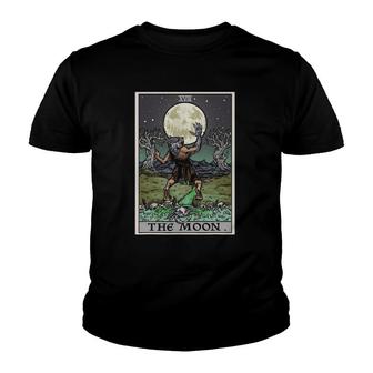 The Moon Tarot Card Halloween Werewolf Gothic Witch Horror Youth T-shirt | Mazezy