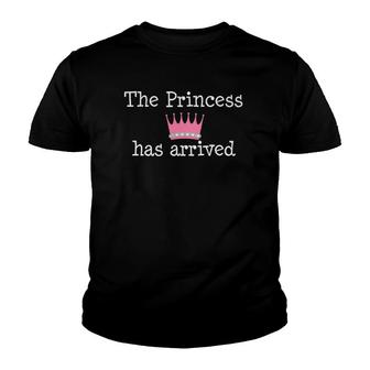 The Princess Has Arrived Pink Crown Youth T-shirt | Mazezy
