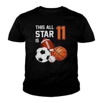 This All Star Is 11 Years Old Gifts Birthday Basketball Sport Youth T-shirt | Mazezy