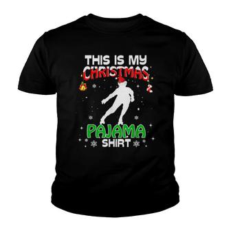 This Is My Christmas Pajama Xmas Rollerblading Holiday Youth T-shirt | Mazezy