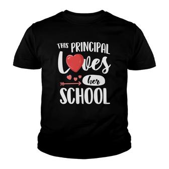 This Teacher Loves Her School Teacher Gift Valentine Day Youth T-shirt | Mazezy