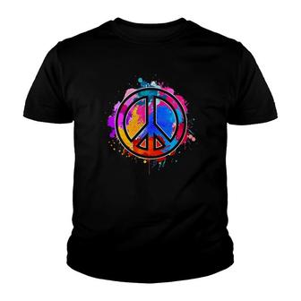Tie Dye Flowered Peace Sign Graphic Hippie 60S 70S Retro Youth T-shirt | Mazezy