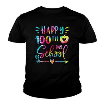 Tie Dye Happy 100Th Day Of School Teacher Student 100 Days Youth T-shirt | Mazezy