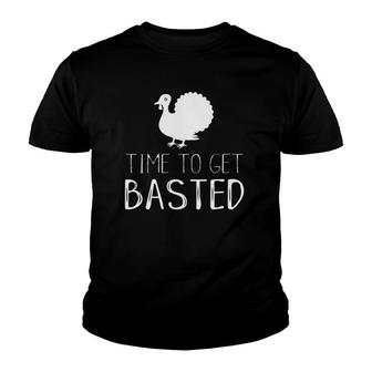 Time To Get Basted Funny Thanksgiving Turkey Youth T-shirt - Thegiftio UK