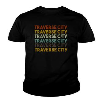 Traverse City Michigan Retro 80S Style Youth T-shirt | Mazezy UK