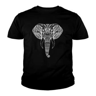 Trendy Elephant Tribal Indian Elephant Mandala Tribal Art Youth T-shirt | Mazezy