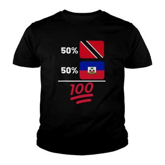 Trinidadian Plus Haitian Mix Flag Heritage Gift Youth T-shirt | Mazezy