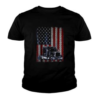 Truck Driver American Flag Trucker Gift Youth T-shirt | Mazezy