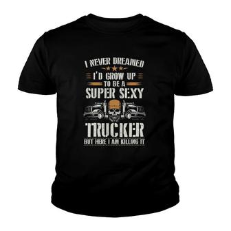 Trucker For Men Dad Truck Driving Truck Lover Youth T-shirt | Mazezy