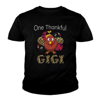 Turkey One Thankful Gigi Leopard Sunflower Mama Thanksgiving Youth T-shirt | Mazezy