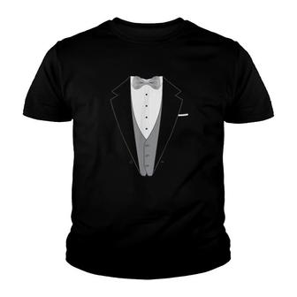 Tuxedo With Bowtie For Weddings Youth T-shirt | Mazezy