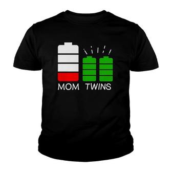 Twin Mom Low Battery Tired Mom Of Twins Youth T-shirt | Mazezy