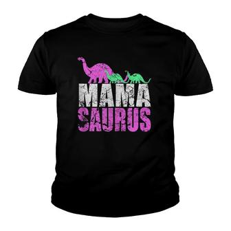 Twin Mom Mother's Day Gift Mama Saurus Dinosaur Graphic Youth T-shirt | Mazezy