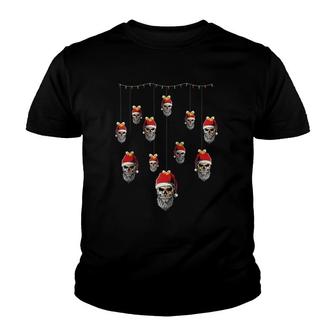 Ugly Christmas Bearded Skull With Santa Hat Apprel Raglan Baseball Tee Youth T-shirt | Mazezy