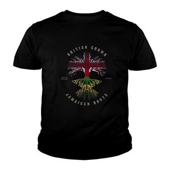 Uk British Grown Jamaican Roots Dna Jamaica Flag Youth T-shirt | Mazezy