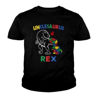 Unclesaurus Autism Awareness Uncle Dinosaur Dino Tito Youth T-shirt | Mazezy