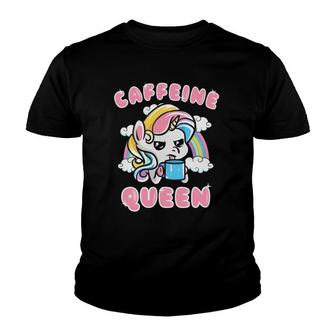 Unicorn Caffeine Queen Coffee Humor Quotes Sayings Gift Youth T-shirt | Mazezy