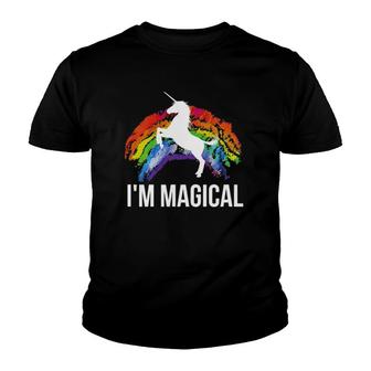 Unicorn I Am Magical Rainbow Drawing Apparel Youth T-shirt | Mazezy