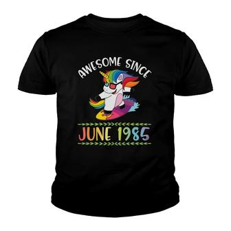 Unicorn Surfing Happy My Birthday Awesome Since June 1985 Ver2 Youth T-shirt | Mazezy