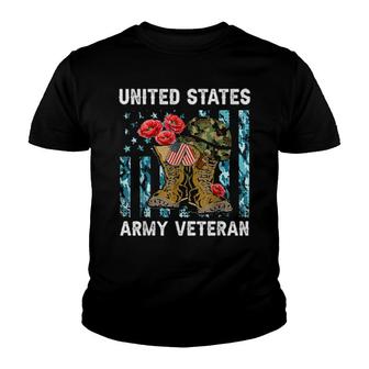 United States Army Veteran Patriotic Military American Flag Youth T-shirt | Mazezy
