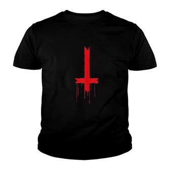 Upside Down Inverted Cross Youth T-shirt | Mazezy