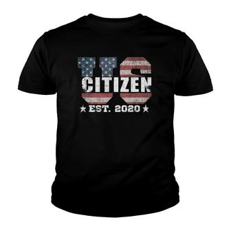Us Citizen Est 2020 American Flag Birthday Gift Youth T-shirt | Mazezy