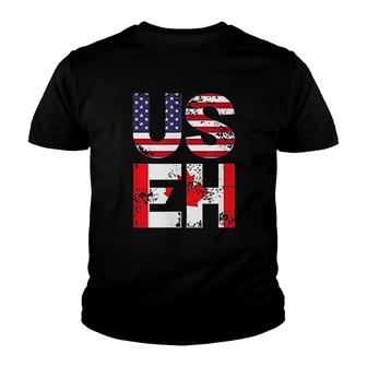 Us Eh Funny Canada American Flag Youth T-shirt | Mazezy