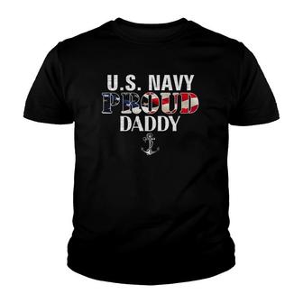 Us Proud Navy Daddy With American Flag Veteran Day Youth T-shirt | Mazezy UK