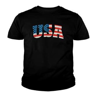 Usa 4Th Of July American Patriotic Flag Youth T-shirt | Mazezy