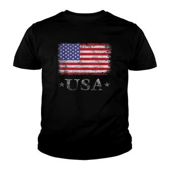 Usa Flag 4Th July American Red White Blue Star Stripes 4 Day Youth T-shirt | Mazezy