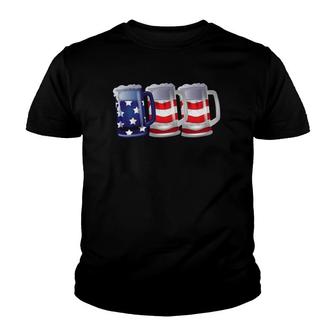 Usa Flag Beer Mugs 4Th Of July Outfit Men Women Clothes Gift Youth T-shirt | Mazezy