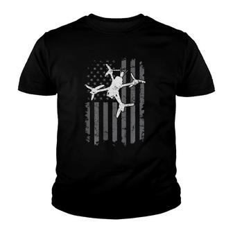 Usa Flag Fpv Drone Freestyle Race Quadcopter Pilot - On Back Youth T-shirt | Mazezy