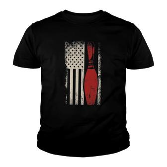 Usa Flag Patriotic American Bowler Gift Bowling Pins Bowling Youth T-shirt | Mazezy