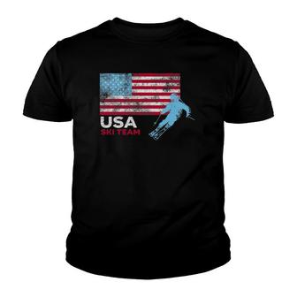 Usa Ski Team American Flag Skiing Usa Support The Team Tees Youth T-shirt | Mazezy