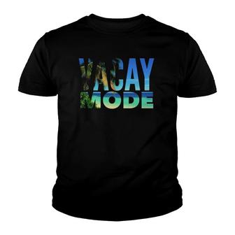 Vacay Mode Summer Vacation Tropical Beach Palm Trees & Ocean Youth T-shirt | Mazezy