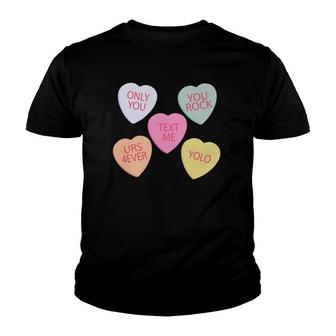 Valentine's Day Conversation Hearts Funny Valentine's Day Youth T-shirt | Mazezy